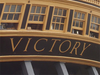 VICTORY in large letters across the stern of the Victory