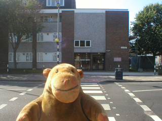 Mr Monkey looking across the road at Bush House