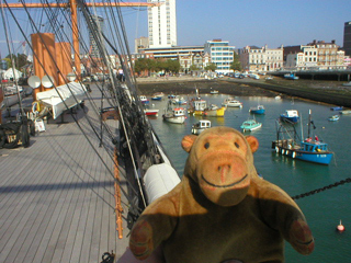 Mr Monkey looking towards the prow from the bridge
