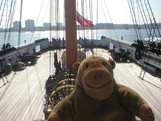 Mr Monkey looking towards the stern from the bridge