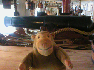Mr Monkey looking at a 68 pounder muzzle loader