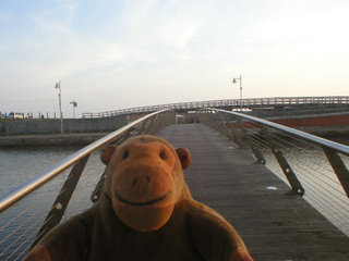 Mr Monkey on the bridge across the moat