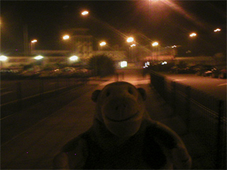 Mr Monkey walking around Southsea Common at night