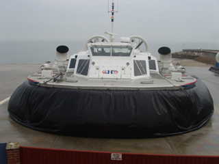 Hovercraft GH2142 with its skirts starting to inflate