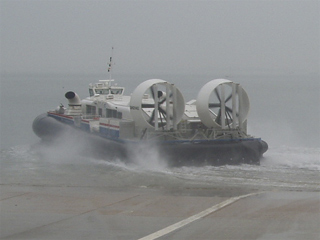 Hovercraft GH2142 going into the sea at Ryde
