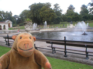 Mr Monkey looking at the Italian fountains
