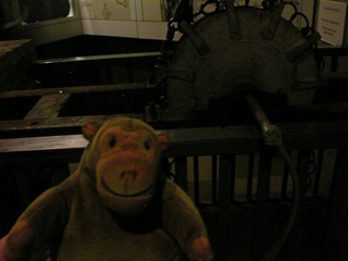Mr Monkey looking at a rag and chain pump