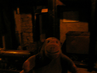 Mr Monkey looking at lift gear from a lead mine