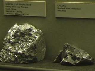 Lumps of galena from the mineral display