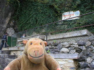Mr Monkey outside the Temple Mine