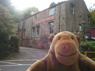 Mr Monkey looking at the Slater's Plasticard factory