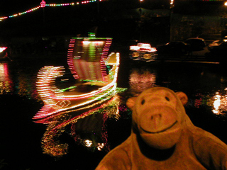 Mr Monkey watching a Greek galley on the Derwent