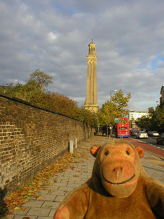 Mr Monkey scampering towards the Kew Bridge Steam Museum