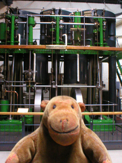 Mr Monkey looking at the Hathorn Davey engine