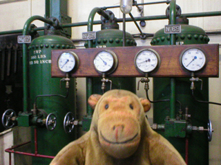 Mr Monkey looking at gauges on the Allen Diesel