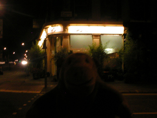 Mr Monkey outside the Tas restaurant