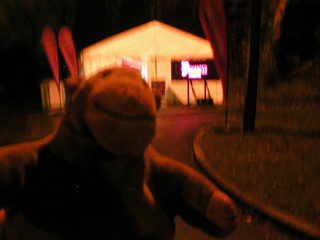 Mr Monkey scampering into the Enchanted Park