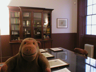Mr Monkey looking around Robert Stephenson's office