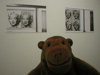 Mr Monkey looking at The Two Marilyns and P60-61 by Pei Yuan Jiang
