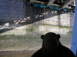Mr Monkey underneath Tower Bridge