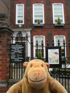 Mr Monkey outside the Fan Museum