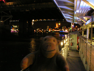 Mr Monkey looking upriver while waiting for a Thames Clipper