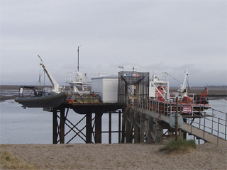 The Blackpool & the Fylde College Nautical Campus training platform on the Wyre