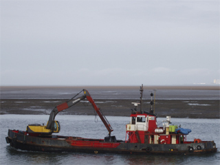 A Wyre Marine dredger on the Wyre