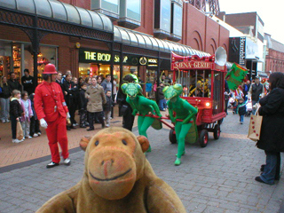 Mr Monkey watching the Insect Circus in the parade