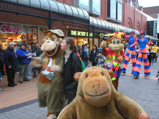 Mr Monkey watching monkeys in the parade