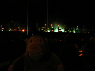 Mr Monkey looking at the row of instruments above the car park
