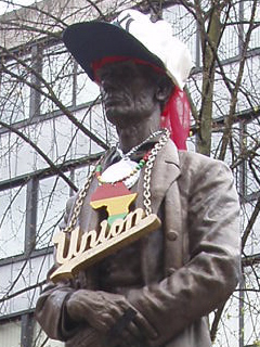 Abraham Lincoln wearing a baseball cap