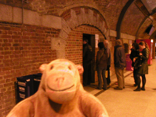 Mr Monkey watching people queueing outside the Shunt Lounge