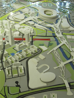 An architectural model showing the proposed site of the 2012 Olympics