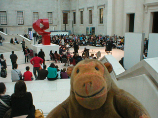 Mr Monkey watching a concert in the Great Court of the British Museum