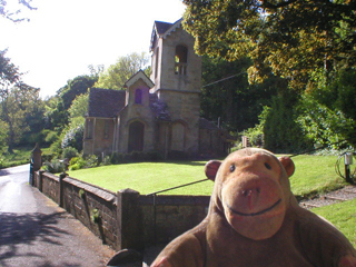 Mr Monkey looking at the lodge of Claverton Manor