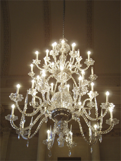 A chandelier in the tea room of the Assembly Rooms