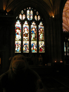 Mr Monkey looking at the Handel window