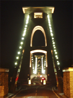 The Clifton Suspension bridge from the middle of the road on the eastern side