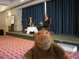 Mr Monkey watching Hakan Nesser talking to Ann Cleeves