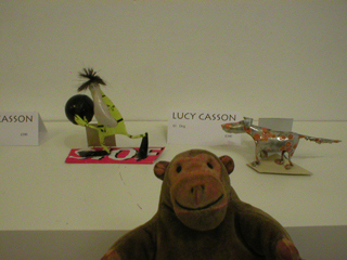 Mr Monkey looking tin sculptures by Lucy Casson