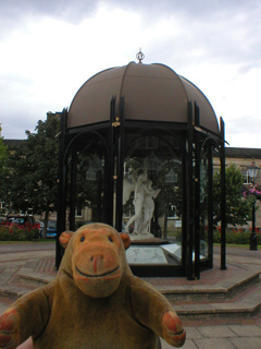 Mr Monkey looking at the Festival Pavilion