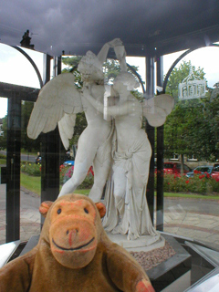 Mr Monkey watching looking at Cupid and Psyche in the Festival Pavilion