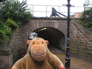 Mr Monkey looking at the One Arch tunnel