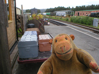 Mr Monkey waiting on the platform at Rowsley South station