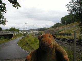 Mr Monkey looking back at the A6 and the Sainsbury's carpark