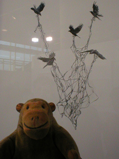 Mr Monkey looking at work by Rachel Goodyear