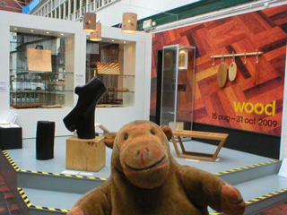 Mr Monkey looking at the Wood exhibition