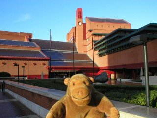 Mr Monkey in front of the British Library