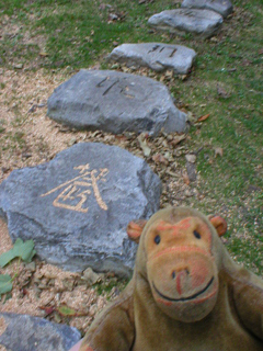 Mr Monkey looking at Stone Path by Xu Bing